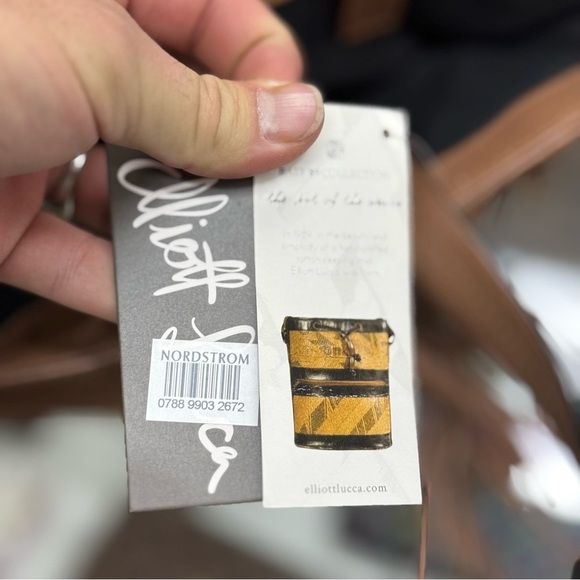 Elliott Lucca Leather Tassel Tote Bag NWT Brown Tan - Picture 6 of 7